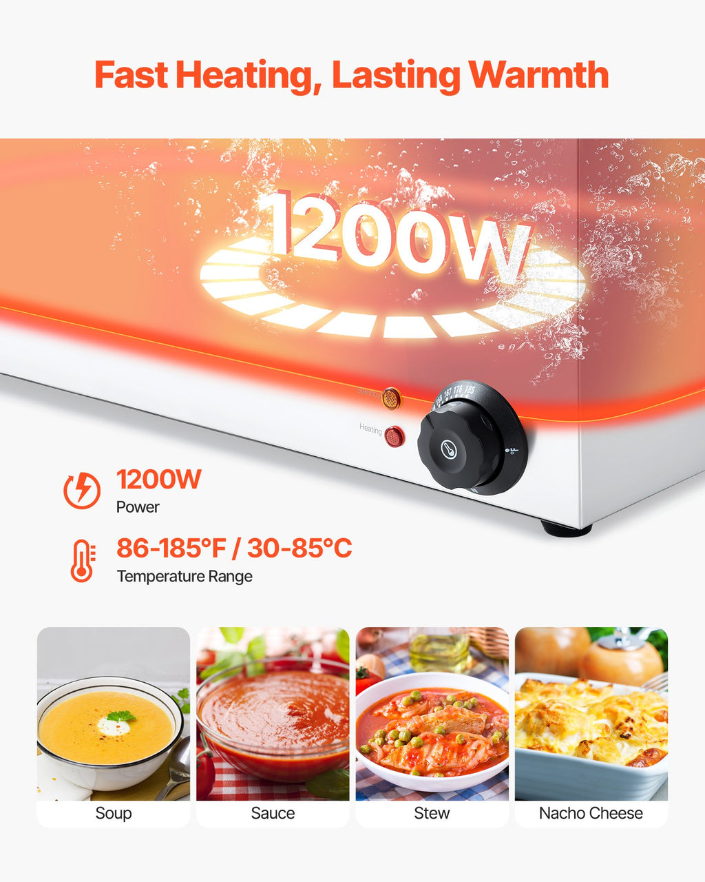 Maisto šildytuvas (Bain Marie) VEVOR M-112, 1200W