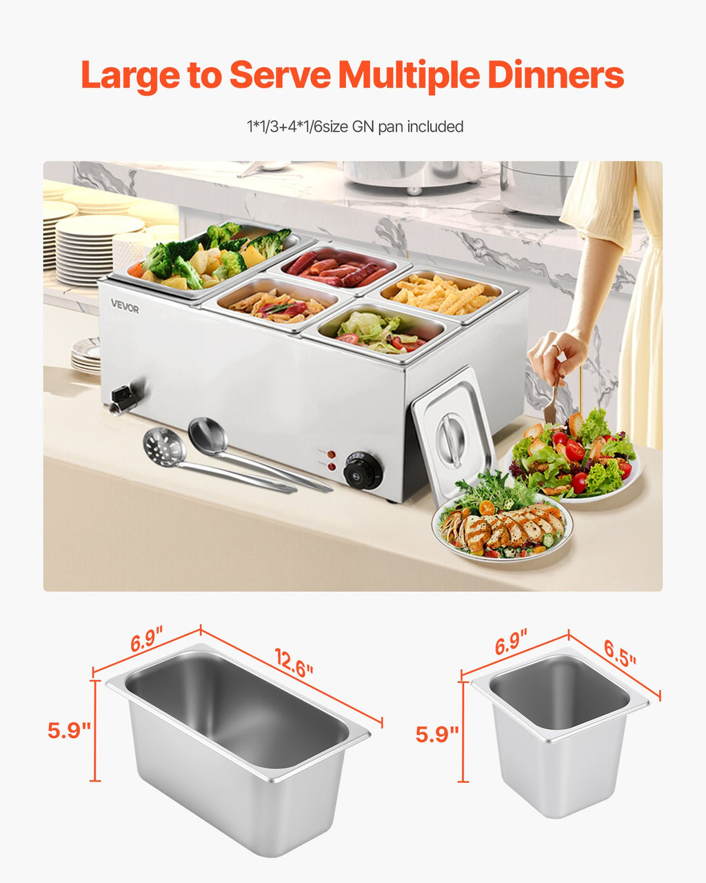 Maisto šildytuvas (Bain Marie) VEVOR M-112, 1200W