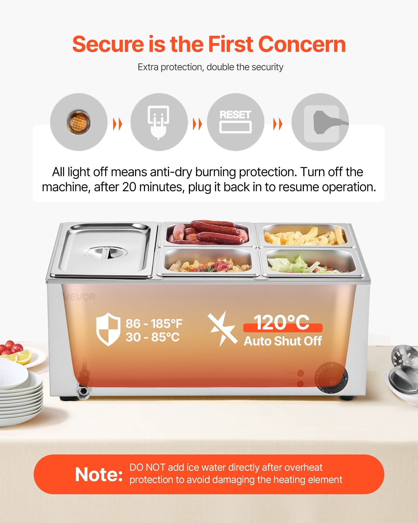 Maisto šildytuvas (Bain Marie) VEVOR M-112, 1200W