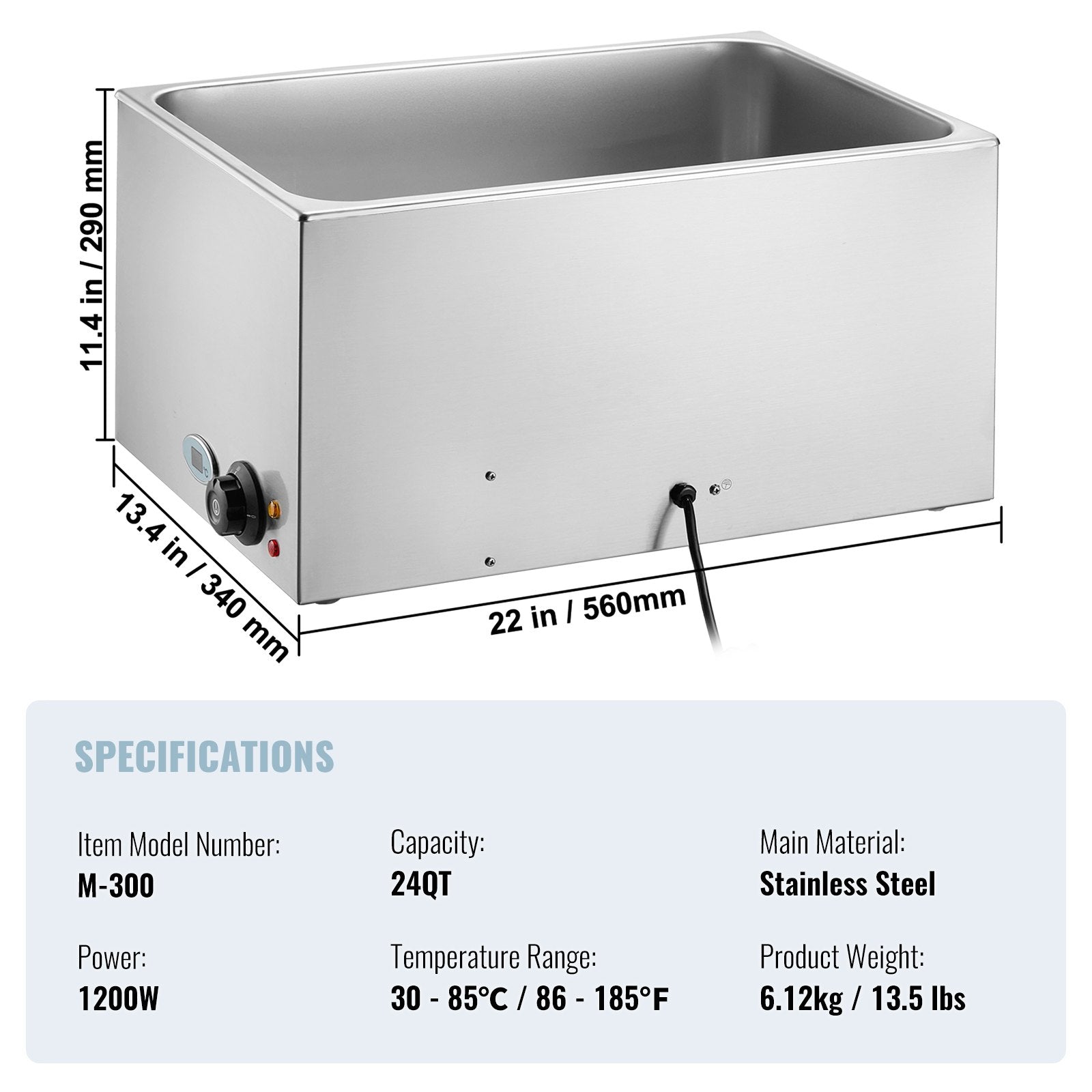 Maisto šildytuvas VEVOR M-300, 18 l, 1200 W
