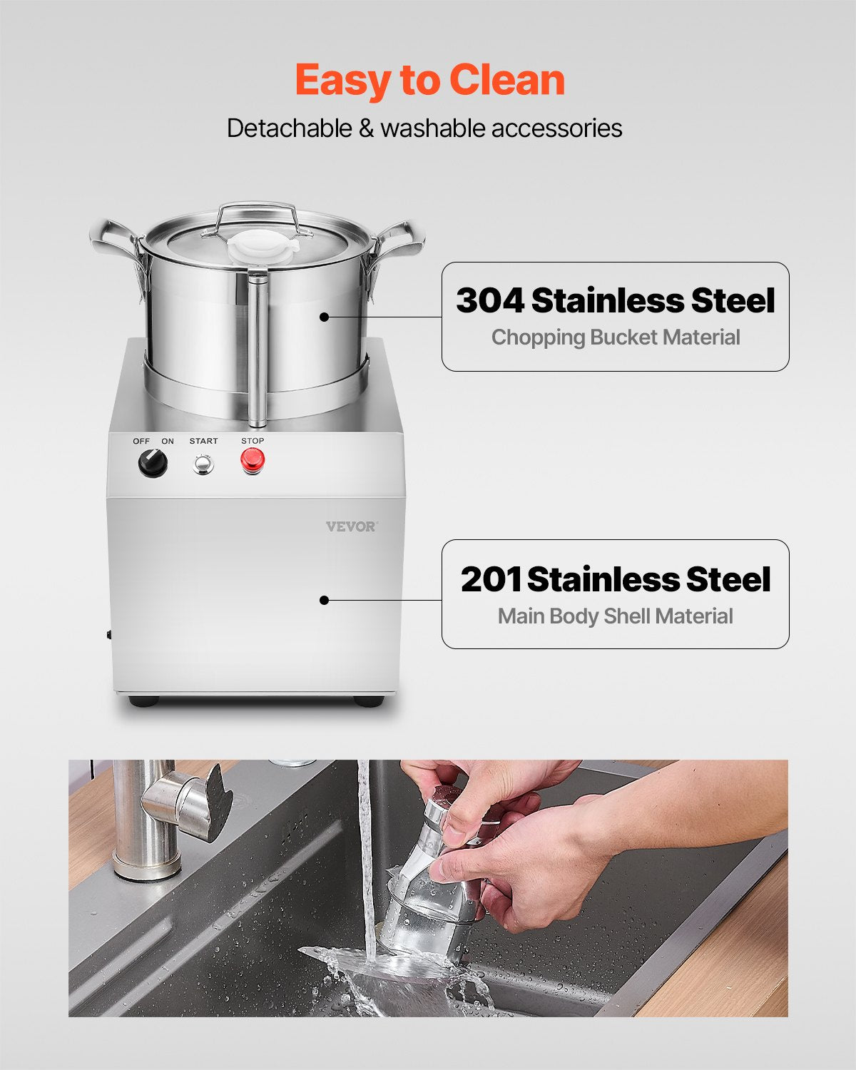 Virtuvinis kombainas ir daržovių smulkintuvas VEVOR SC-7306, 6 l talpos