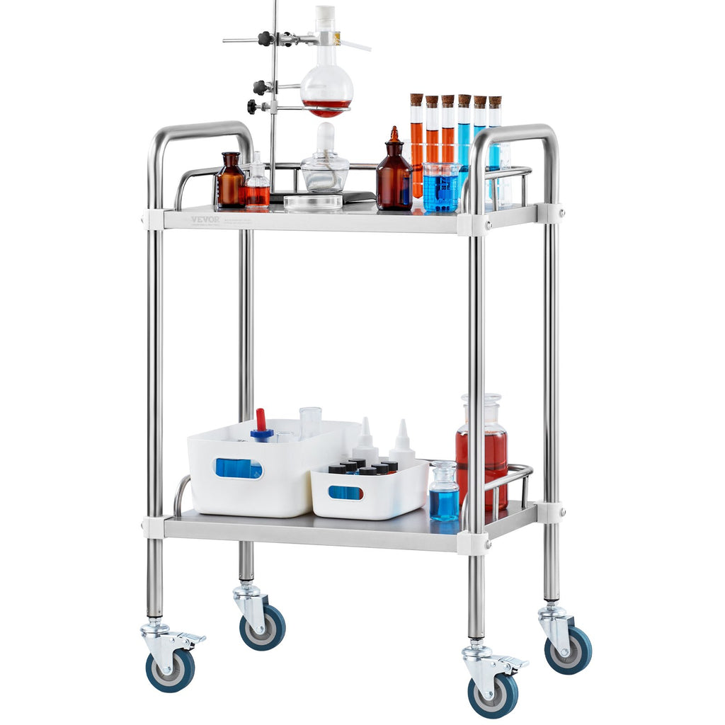 Laboratorinis vežimėlis VEVOR K-ST753, 2 lentynos, 100 kg apkrova