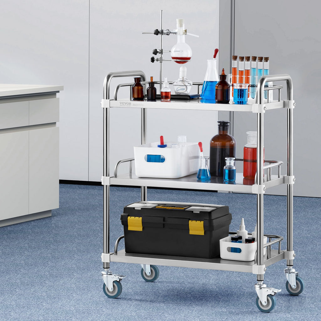 Laboratorinis vežimėlis VEVOR K-ST756, 3 lentynos