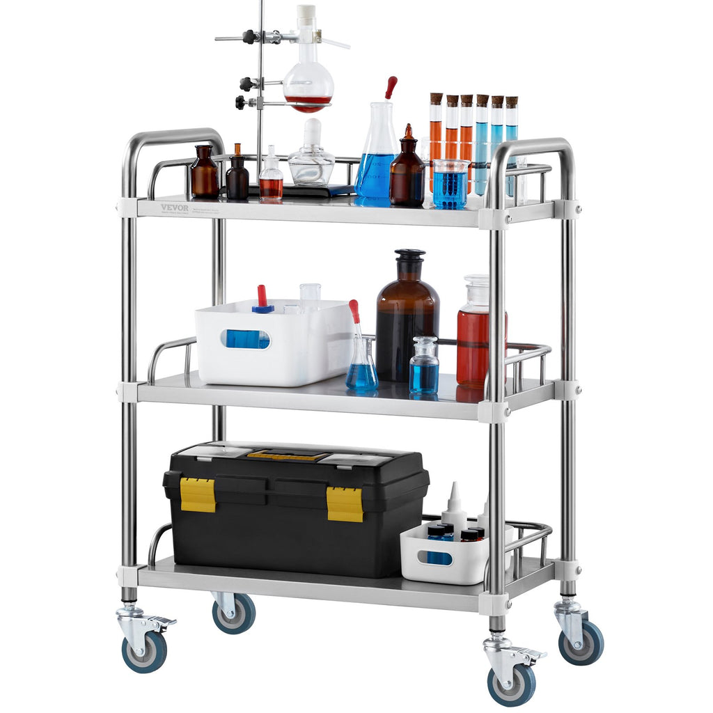Laboratorinis vežimėlis VEVOR K-ST756, 3 lentynos