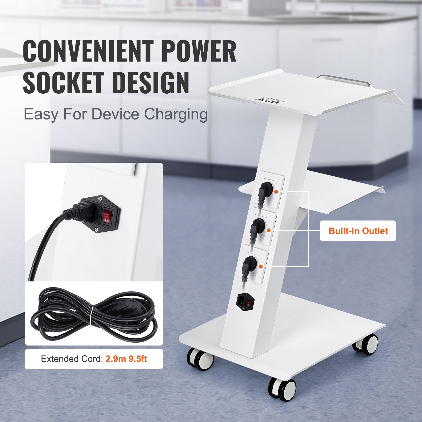 Laboratorinis vežimėlis VEVOR K-SH001, 100 kg apkrova