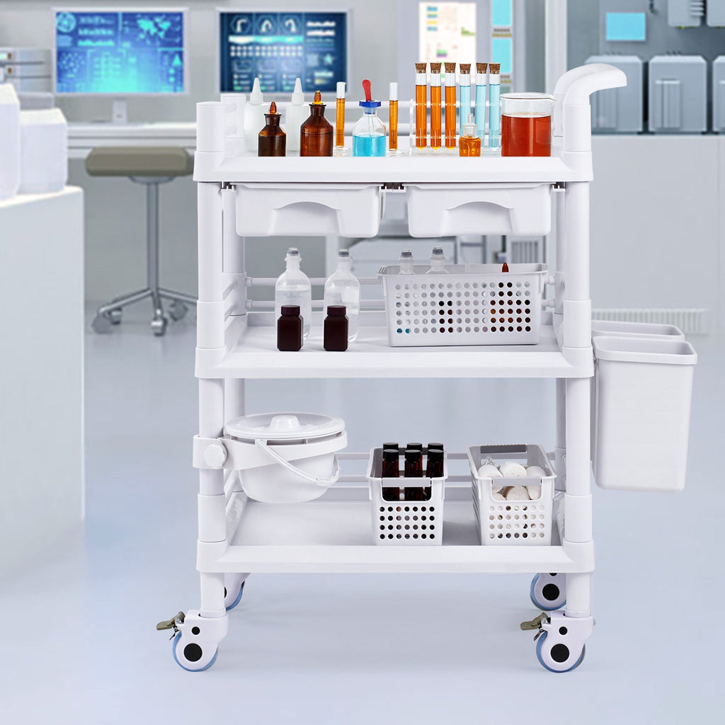 Laboratorinis vežimėlis VEVOR K-UT104A1, 3 lentynų