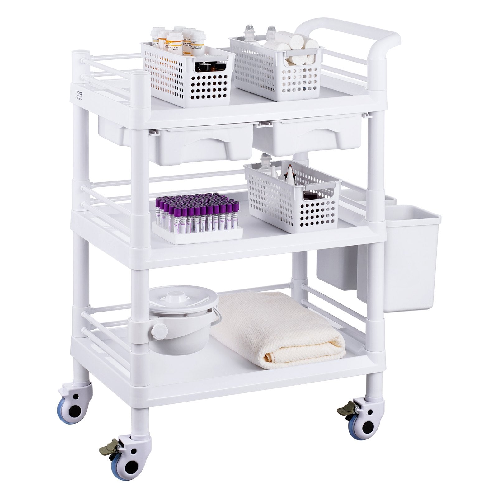 Laboratorinis vežimėlis VEVOR K-UT104A1, 3 lentynų