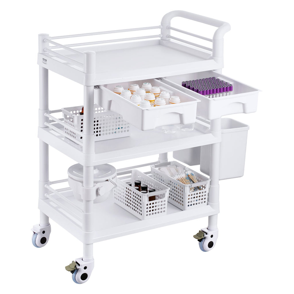 Laboratorinis vežimėlis VEVOR K-UT104A1, 3 lentynų