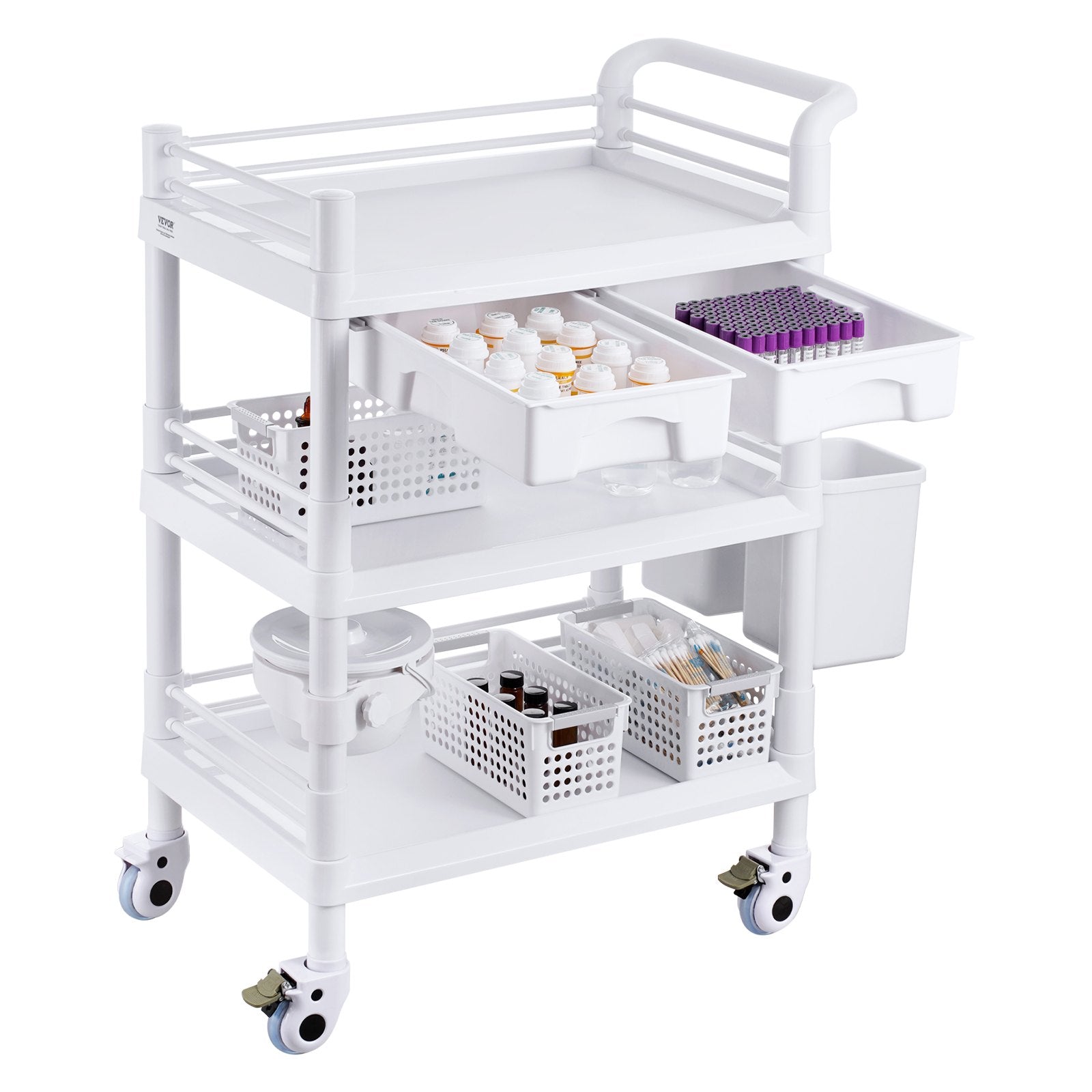 Laboratorinis vežimėlis VEVOR K-UT104A1, 3 lentynų