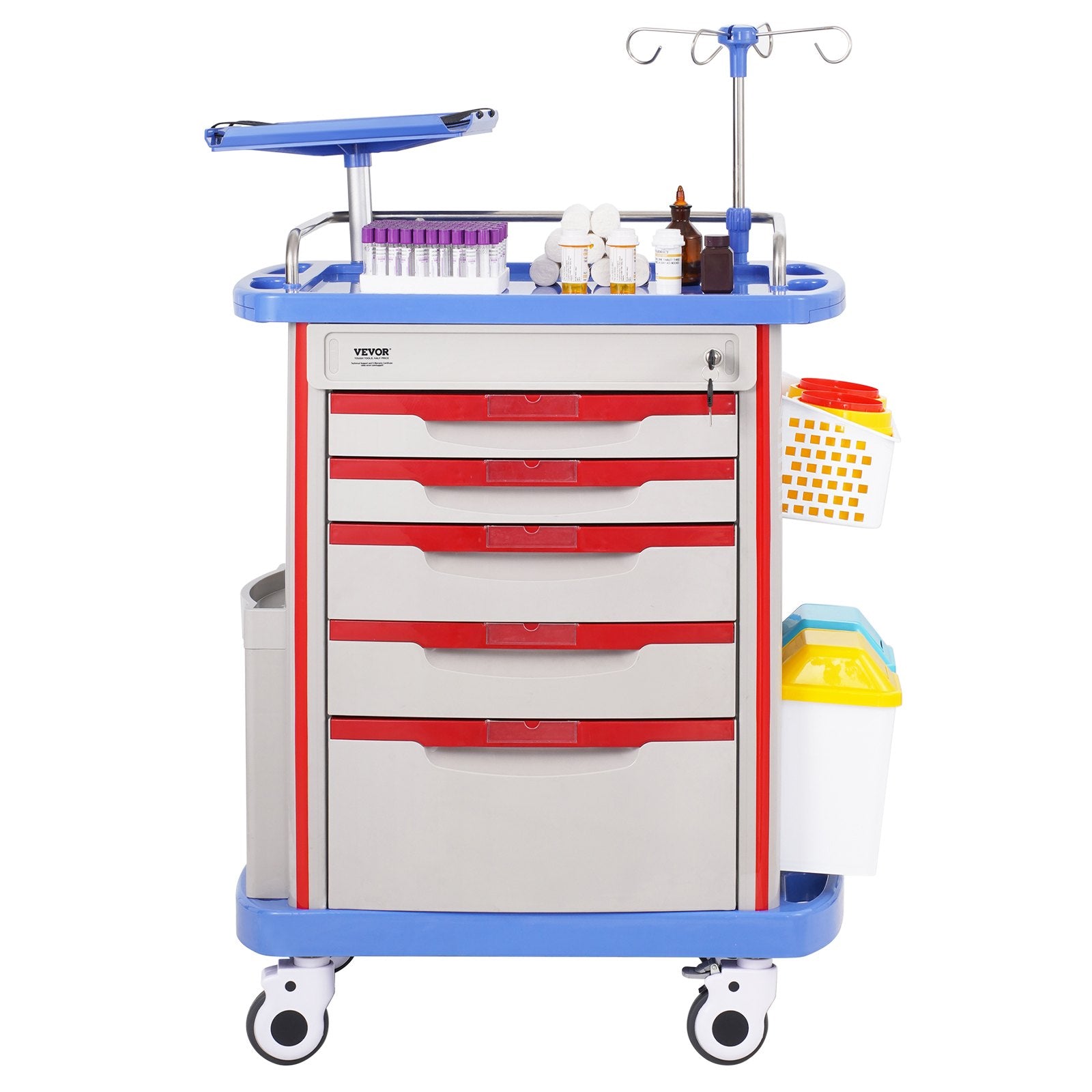 Laboratorinis vežimėlis VEVOR K-ET750A, 5 stalčiai