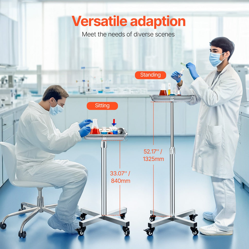 Medicininis instrumentų staliukas VEVOR B1Q01007, reguliuojamas aukštis 840-1325 mm