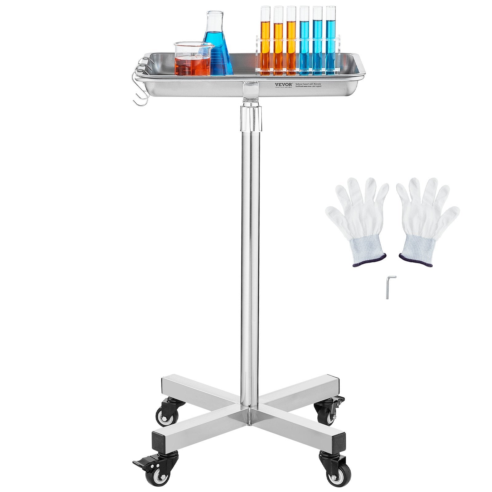 Medicininis instrumentų staliukas VEVOR B1Q01007, reguliuojamas aukštis 840-1325 mm