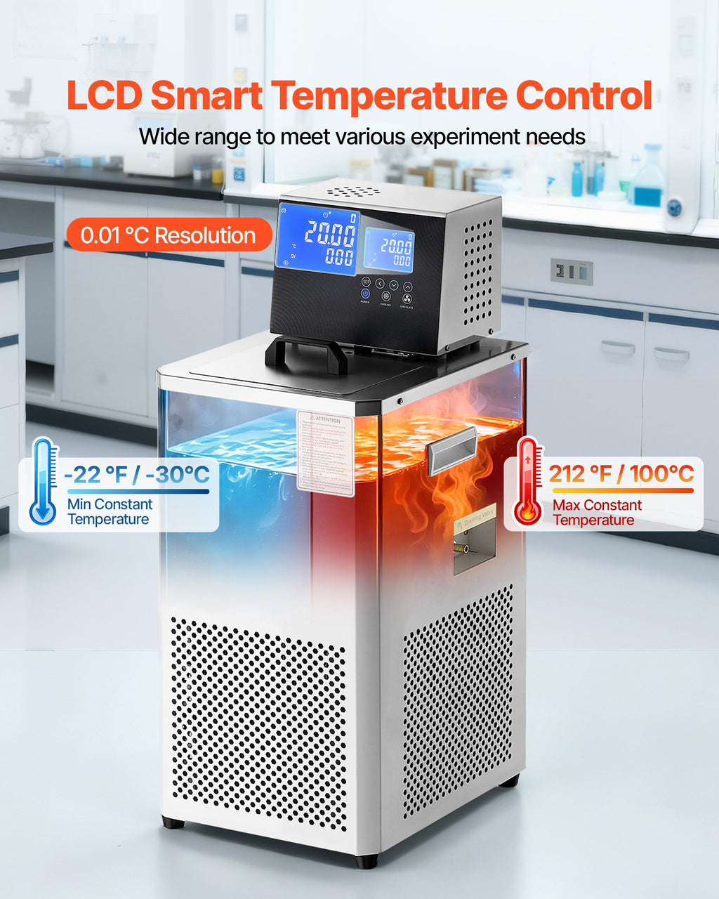 Laboratorinis cirkuliacinis šaldytuvas VEVOR DC-3006, -30℃–100℃, 6 L