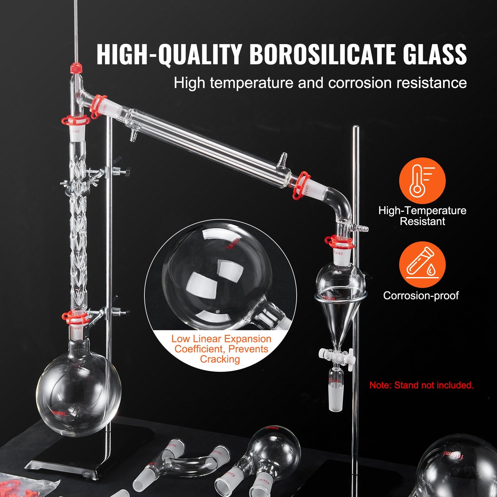 Laboratorinis distiliavimo rinkinys VEVOR YHEO-8, 1000 ml