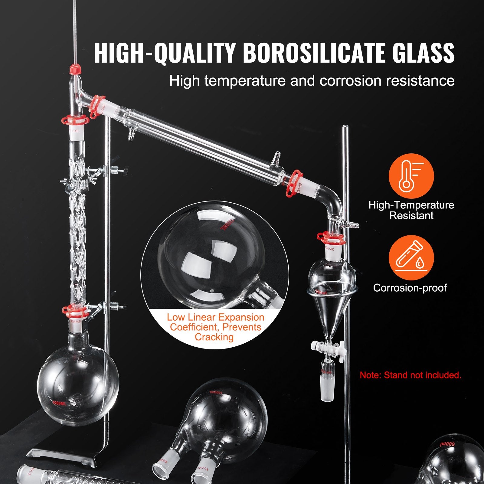 Laboratorinis distiliavimo rinkinys VEVOR YHEO-7, 1000 ml