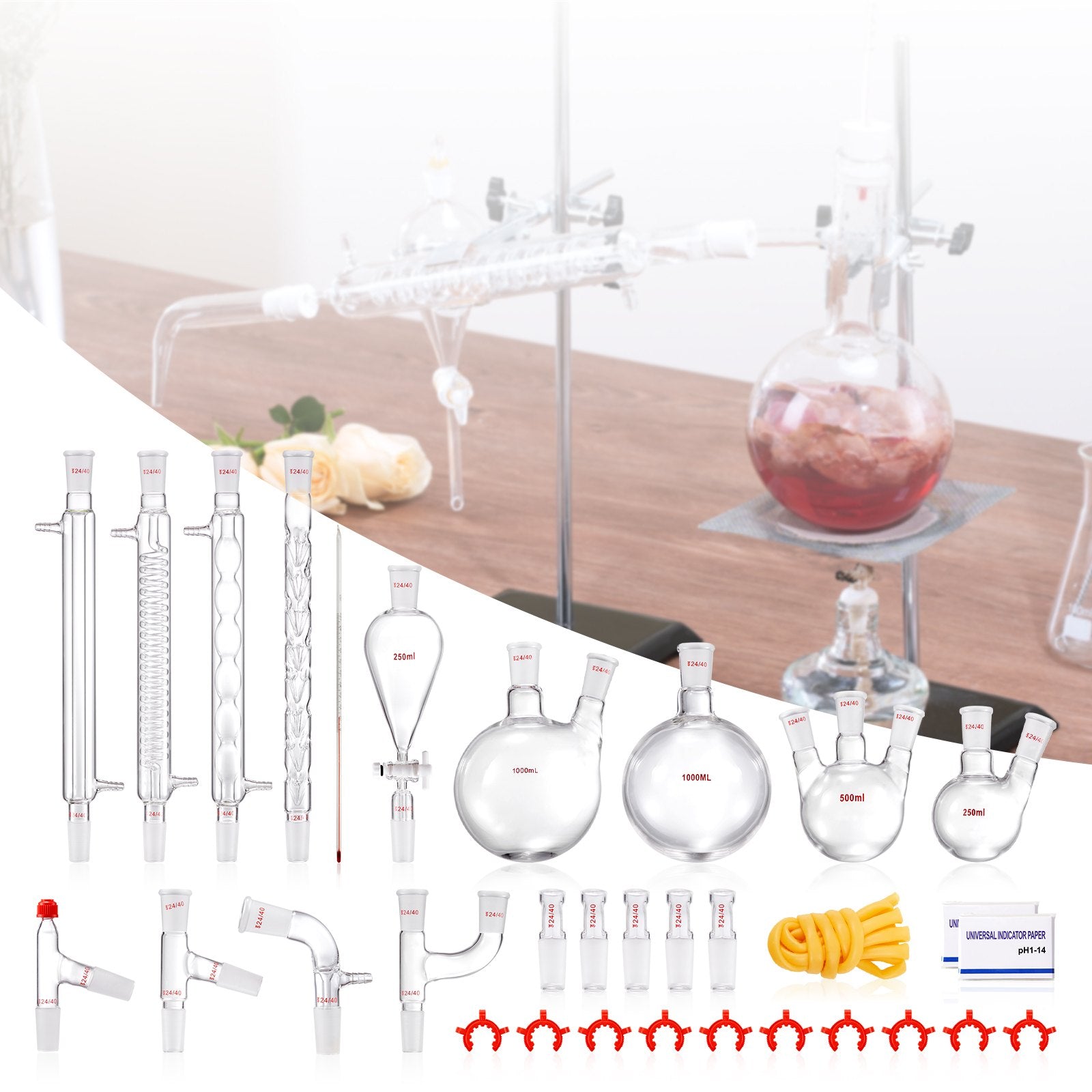 Laboratorinis distiliavimo rinkinys VEVOR YHEO-7, 1000 ml