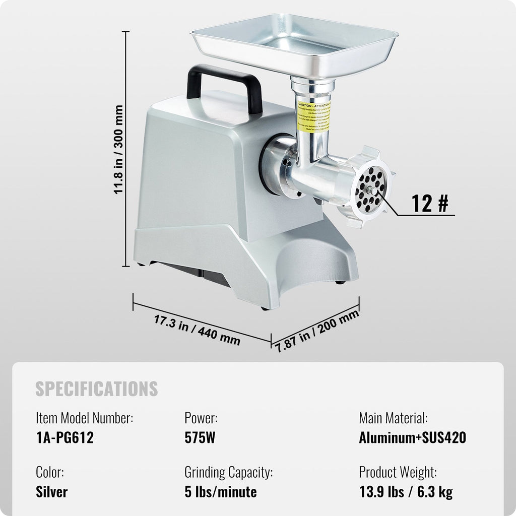Elektrinė mėsos malimo mašina VEVOR 1A-PG612G, 800 W