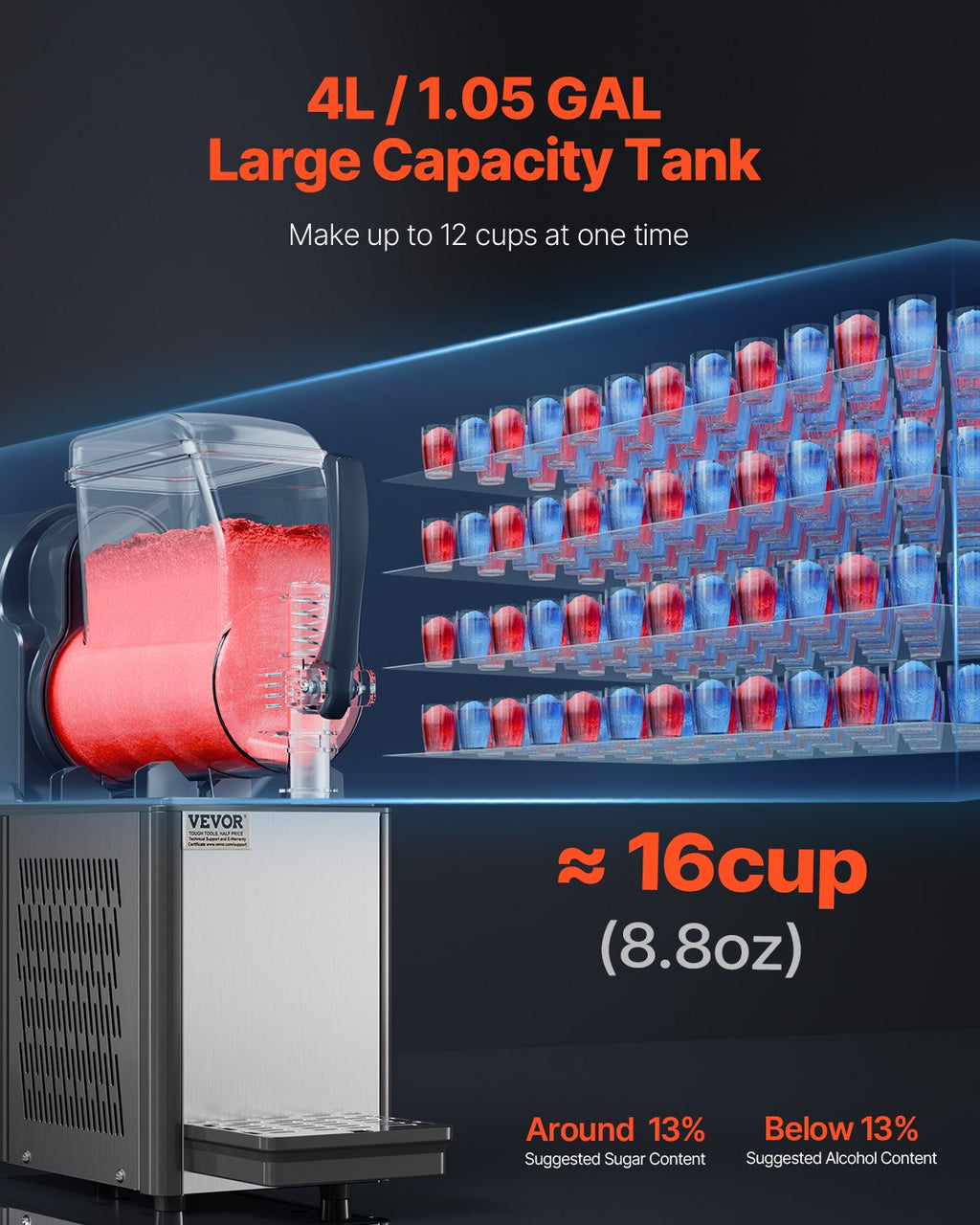 Šaldytų gėrimų gaminimo aparatas VEVOR XRJ4LX1, 4 l talpa