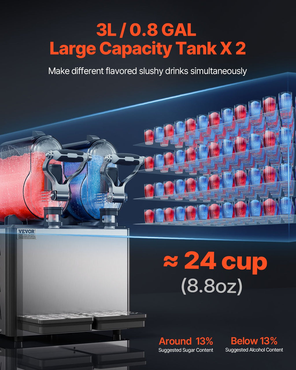 Šaldytų gėrimų aparatas VEVOR XRJ3LX2, 2 x 3 L talpa