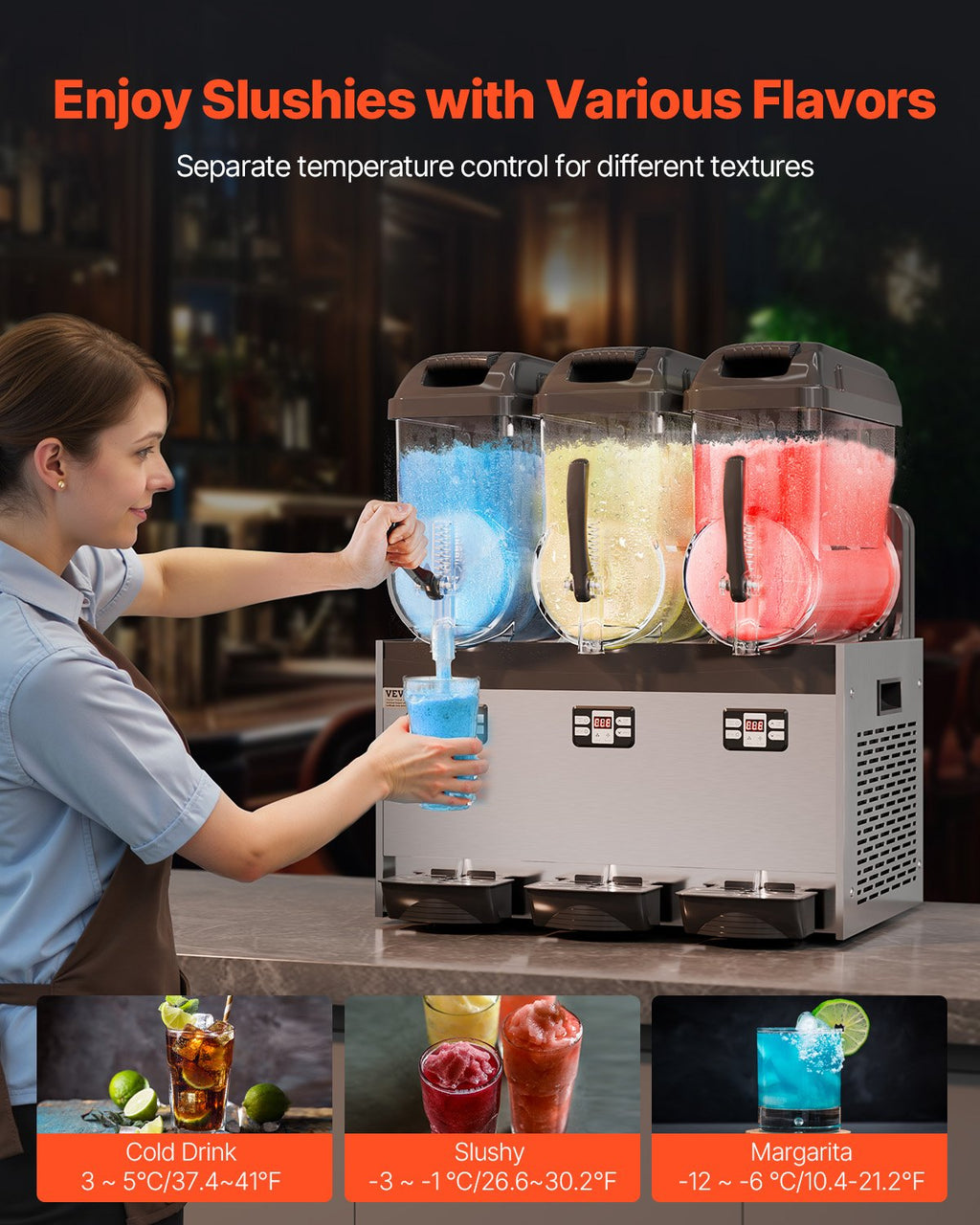 Šaldytų gėrimų gaminimo aparatas VEVOR XRJ12LX3, 3 x 12 l