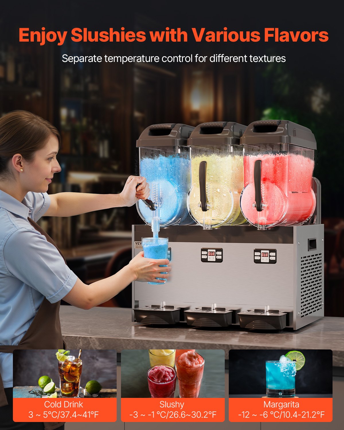 Šaldytų gėrimų gaminimo aparatas VEVOR XRJ12LX3, 3 x 12 l