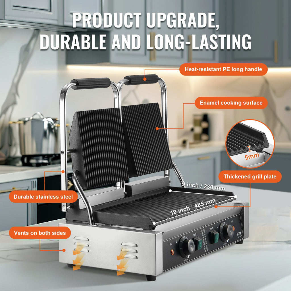 Profesionalus kontaktinis grilis VEVOR HT-813, 3600W