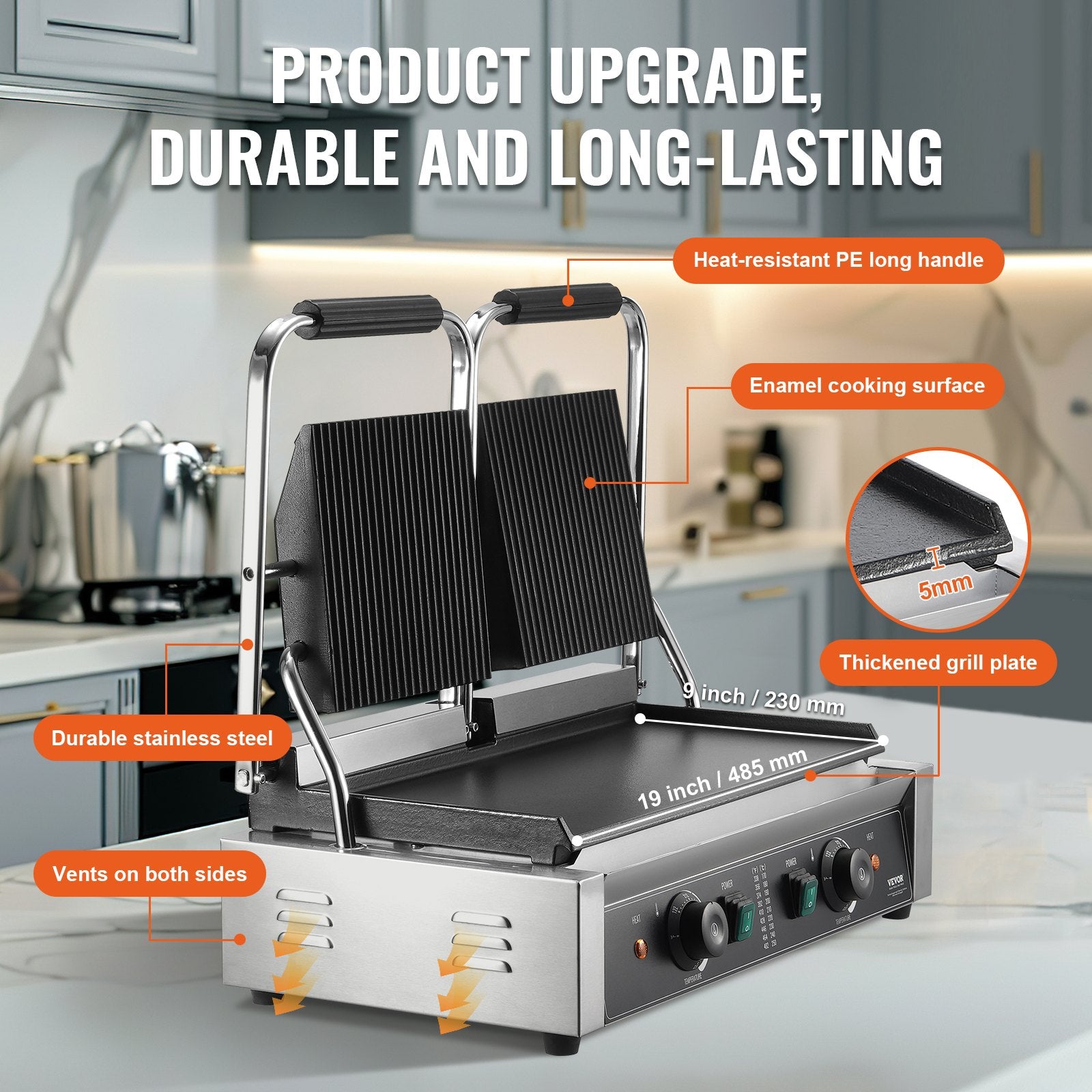Kontaktinis grilis VEVOR HT-813A, 3600W
