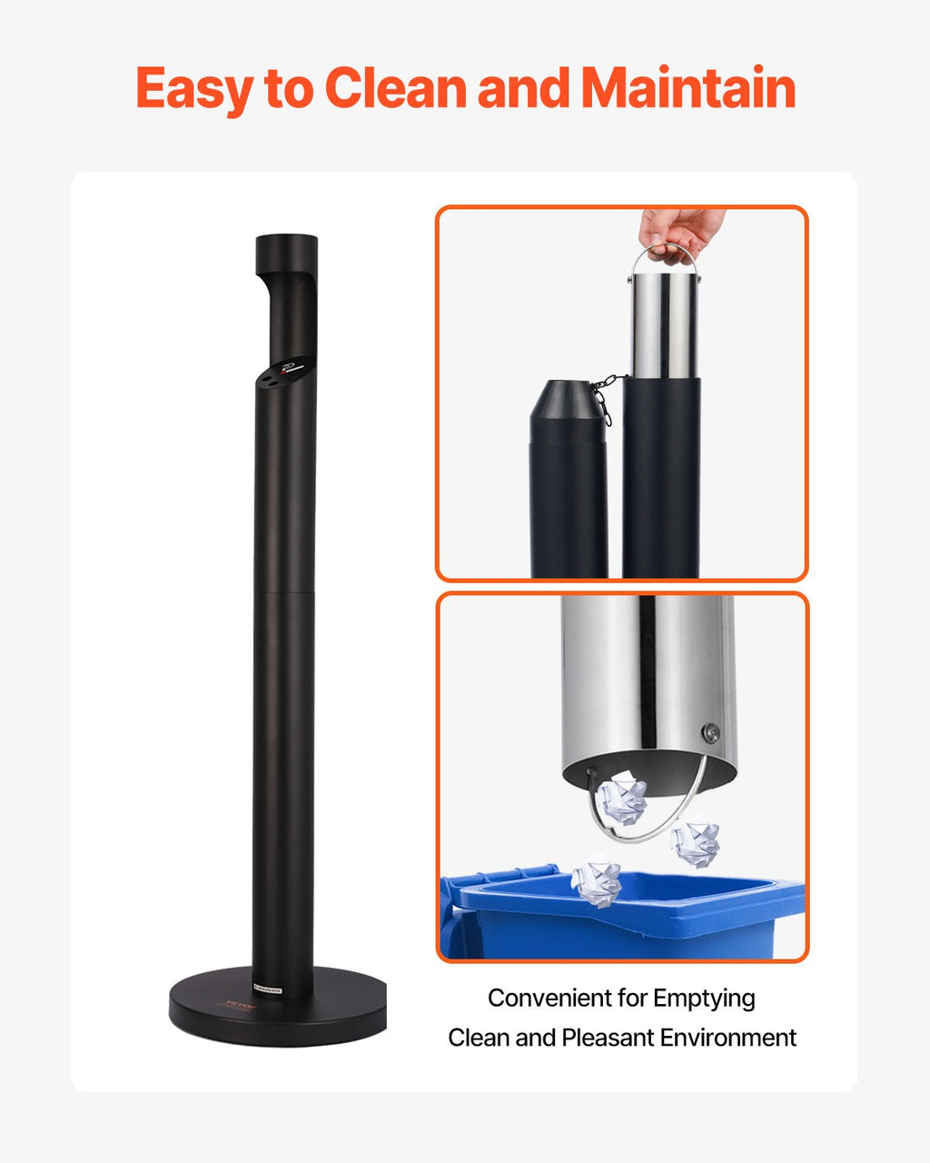 Lauko peleninė-šiukšliadėžė VEVOR YD-67B, 108 cm aukščio