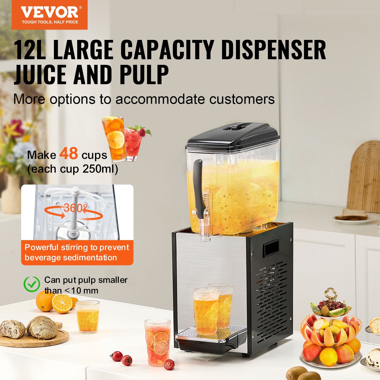 Gėrimų dozatorius VEVOR LYJ12LX1, 12 l talpos