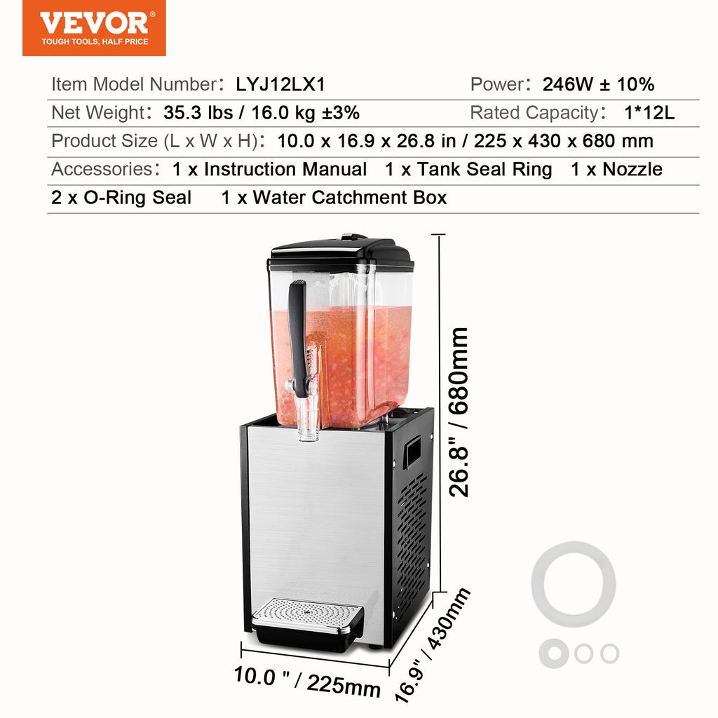 Gėrimų dozatorius VEVOR LYJ12LX1, 12 l talpos