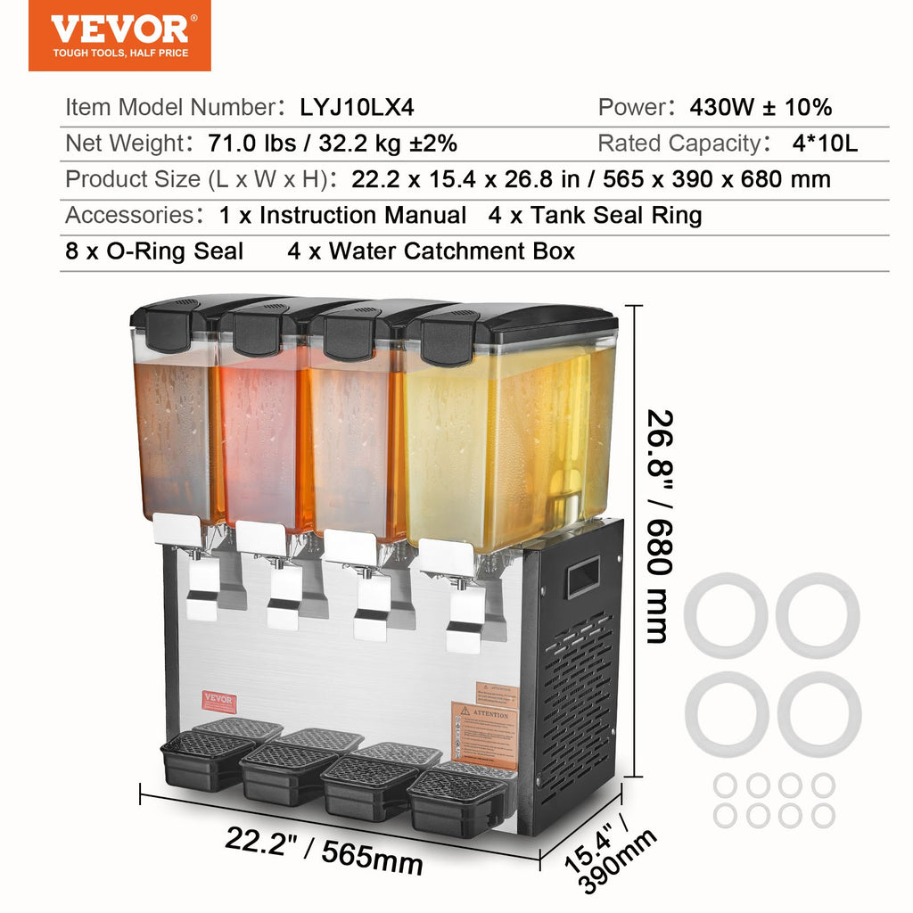 Gėrimų dozatorius VEVOR LYJ10LX4, 4 x 10 l