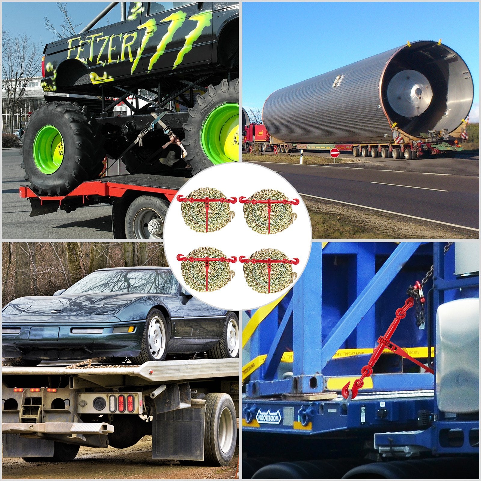 Grandinių ir įtempėjų rinkinys VEVOR 3/8"-1/2", 4.18 t darbinė apkrova