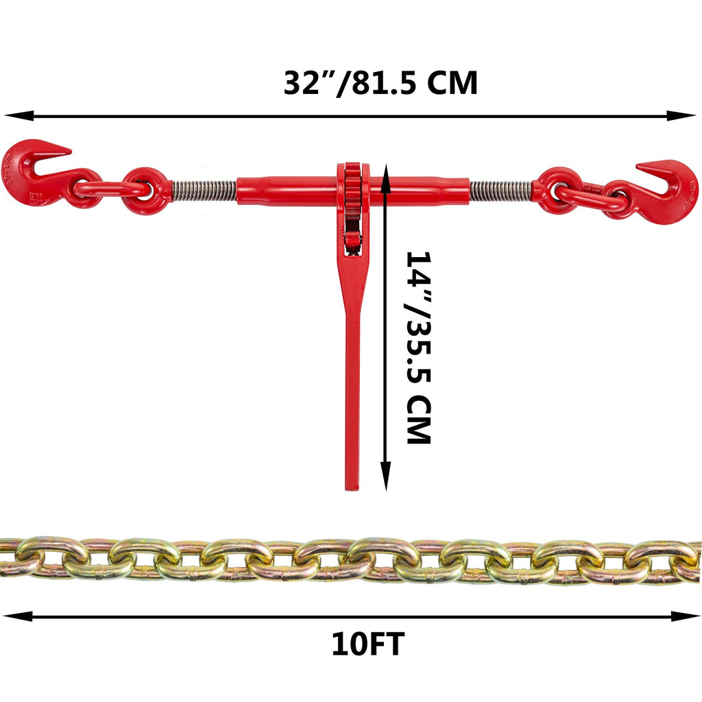 Grandinių ir įtempėjų rinkinys VEVOR 3/8"-1/2", 4.18 t darbinė apkrova