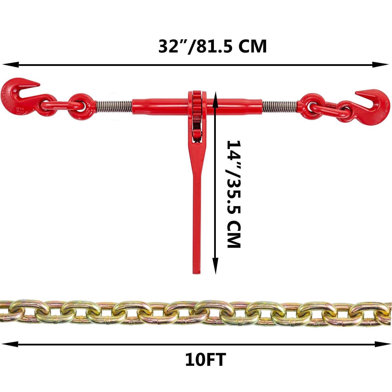 Grandinių ir įtempėjų rinkinys VEVOR 3/8"-1/2", 4.18 t darbinė apkrova