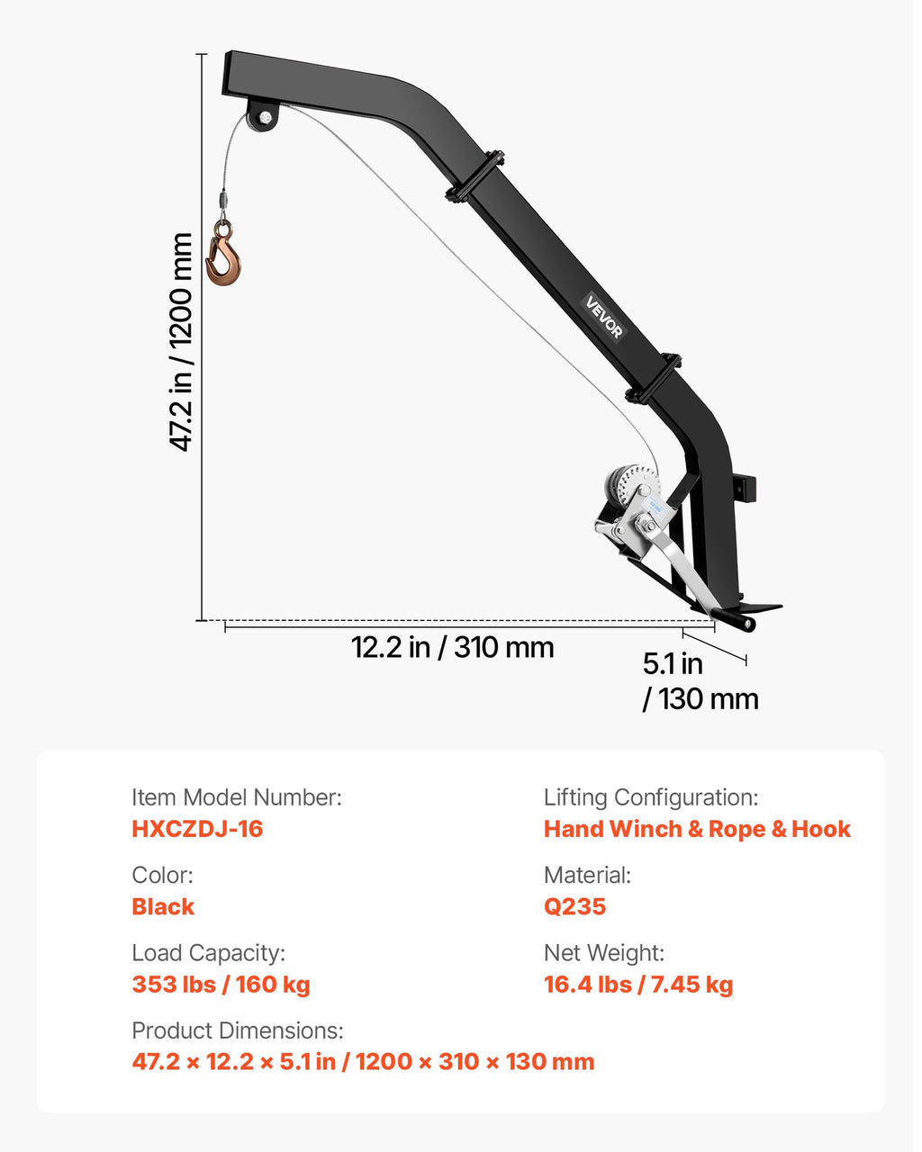 Medžio kamieno keltuvas žvėrienai VEVOR HXCZDJ-16, 160 kg