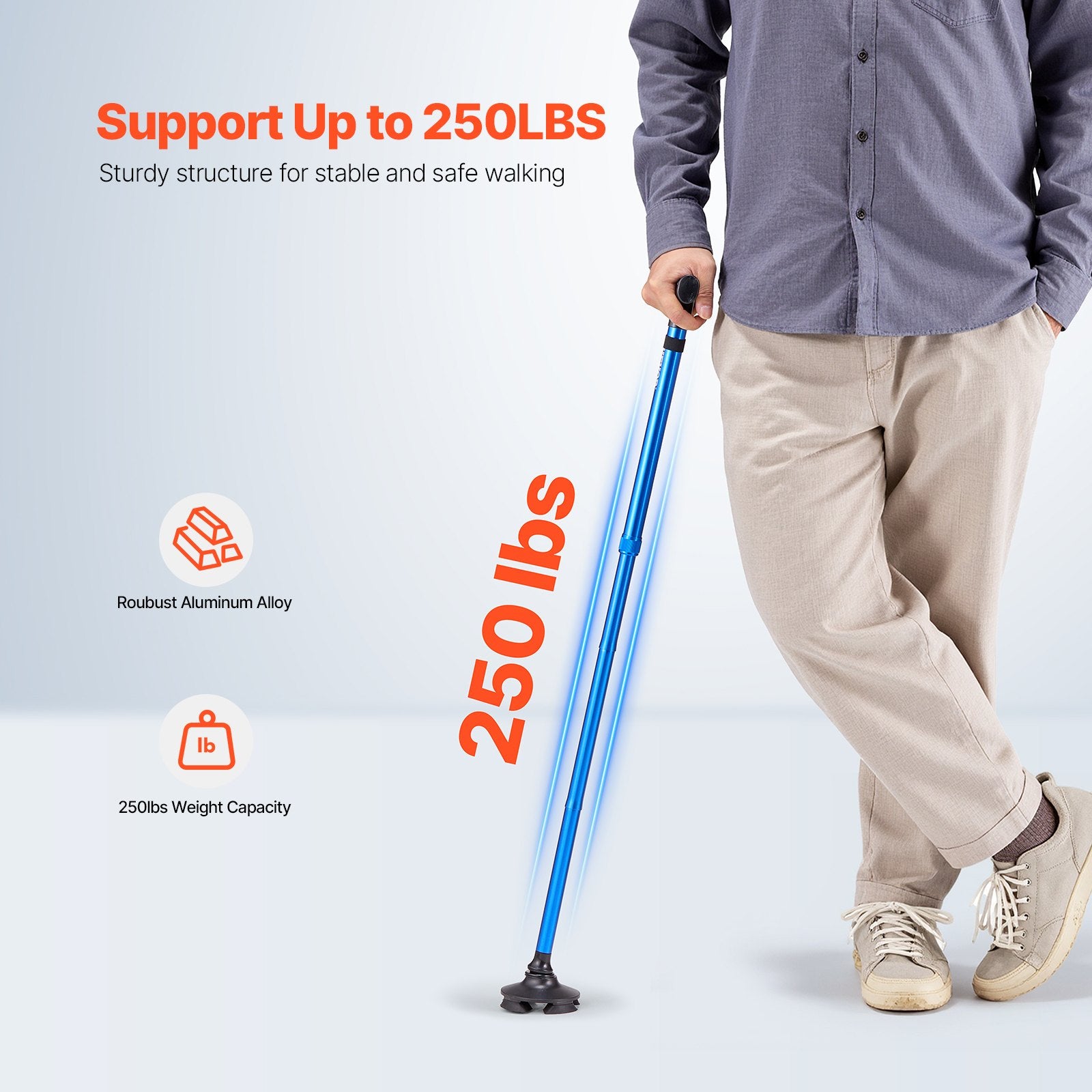Sulankstoma lazdelė vaikščiojimui VEVOR GB-8170, reguliuojamas aukštis