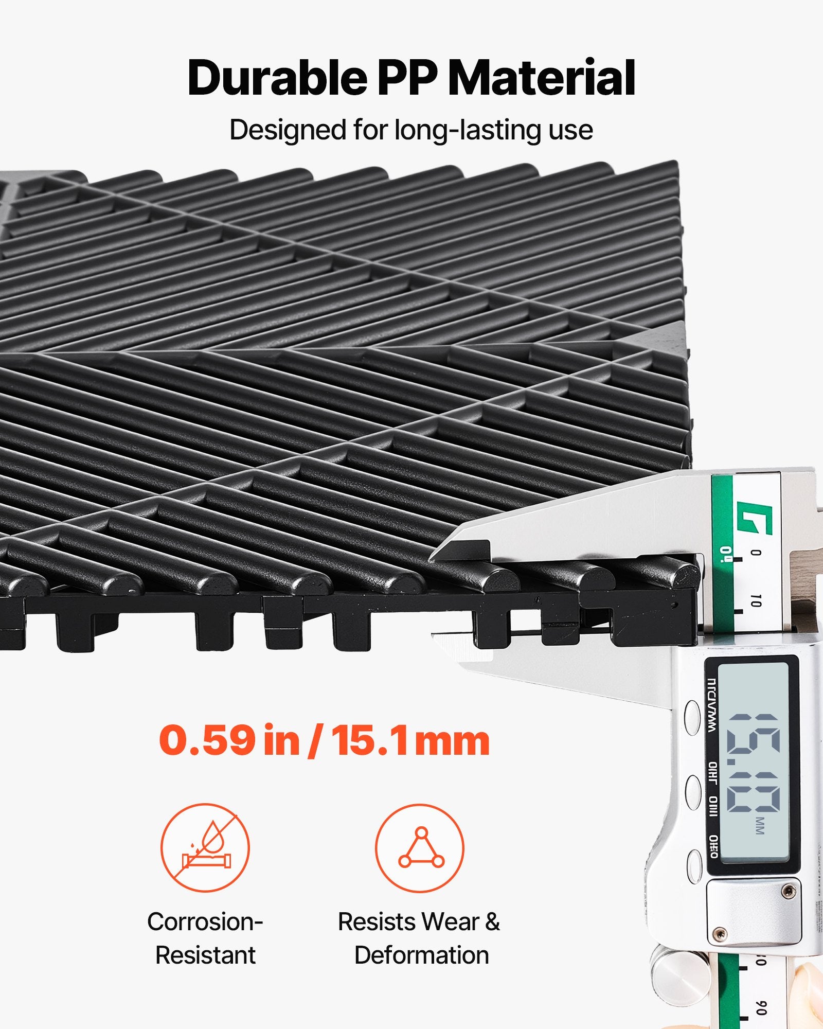 Sujungiami drenažiniai kilimėliai VEVOR PJGS-30x30x1.5-B, 310 x 310 mm, 50 vnt.