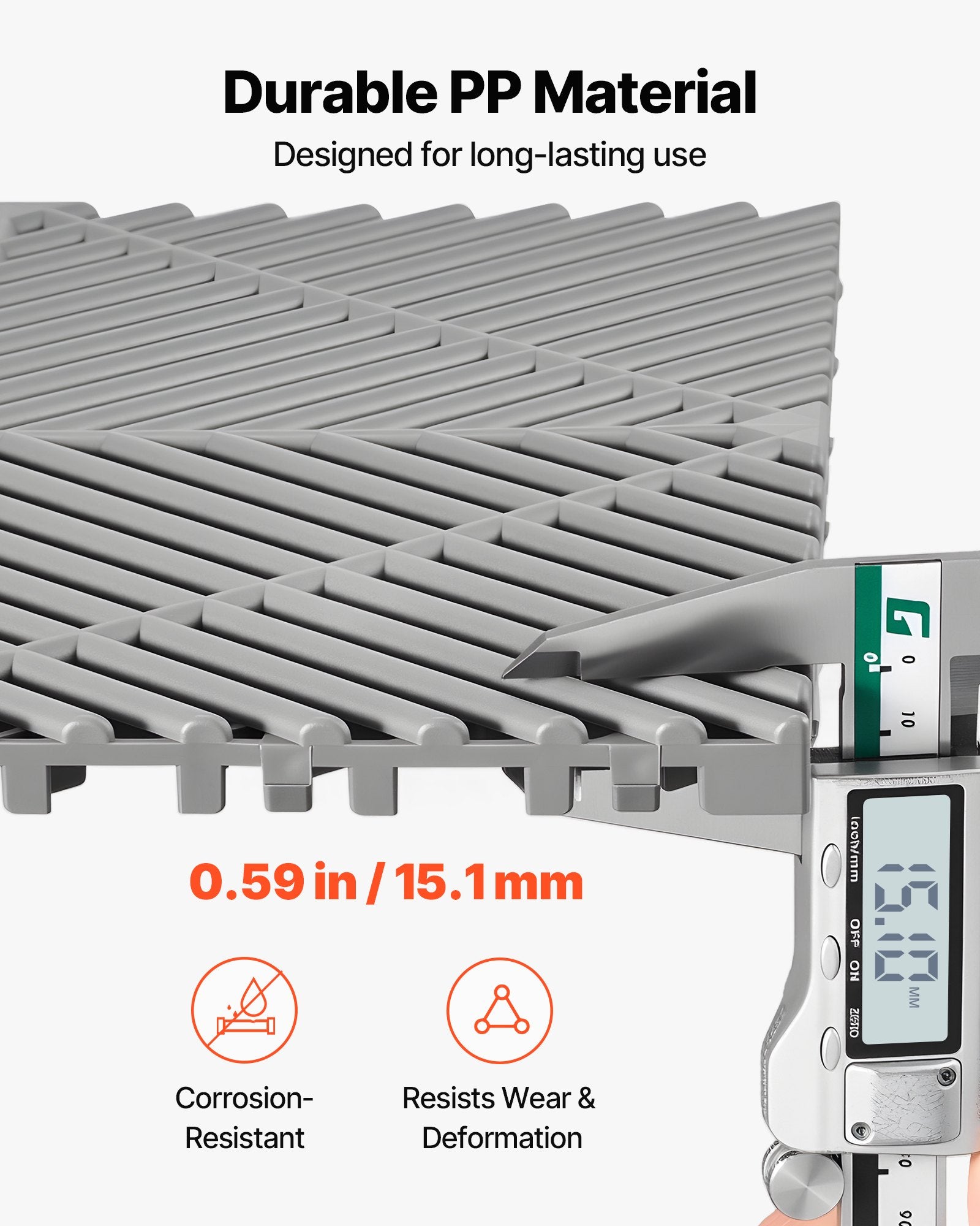 Sujungiami drenažiniai kilimėliai VEVOR PJGS-30x30x1.5-G, 55 vnt. rinkinys