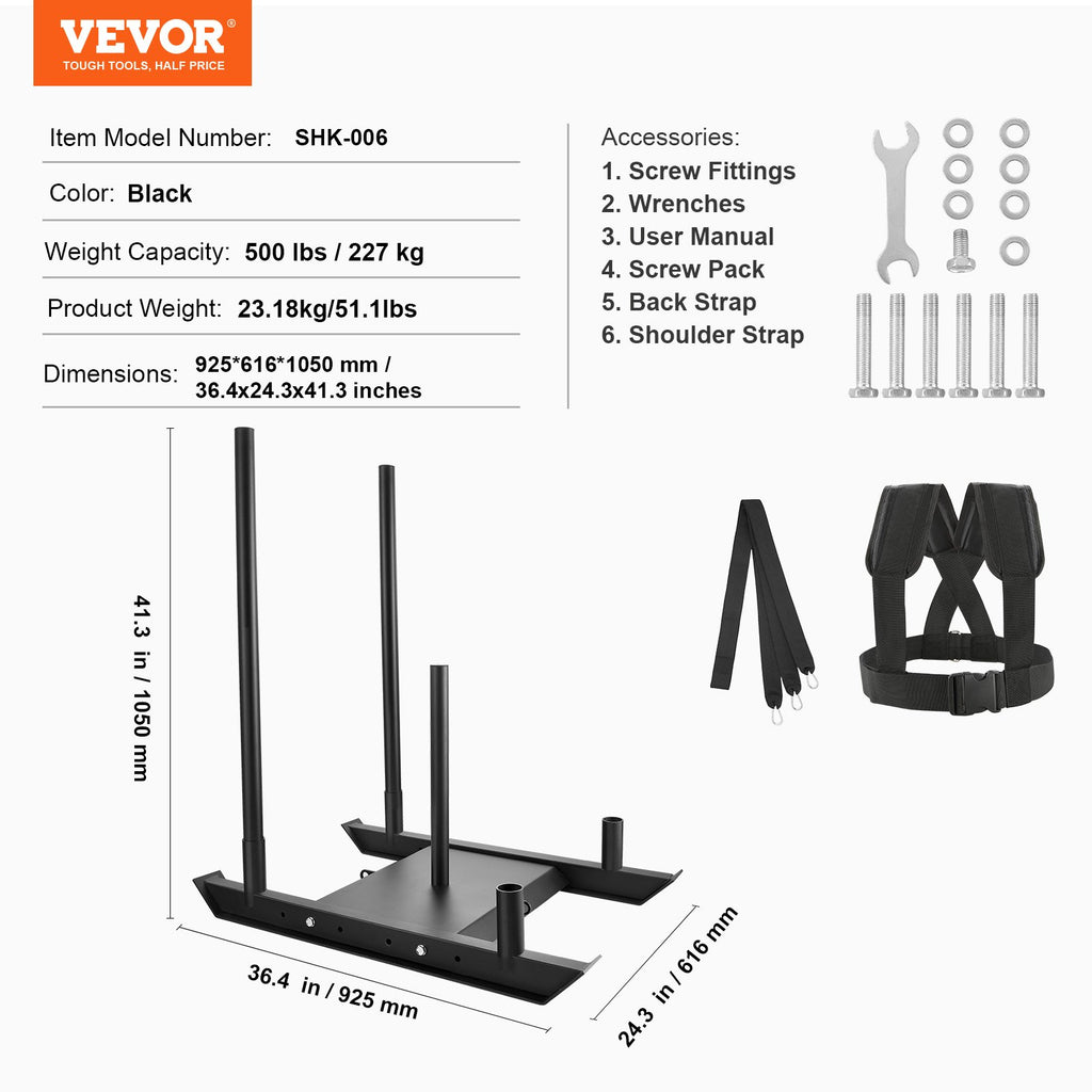 Sunkumų kilnojimo rogės VEVOR SHK-006, 227 kg apkrova