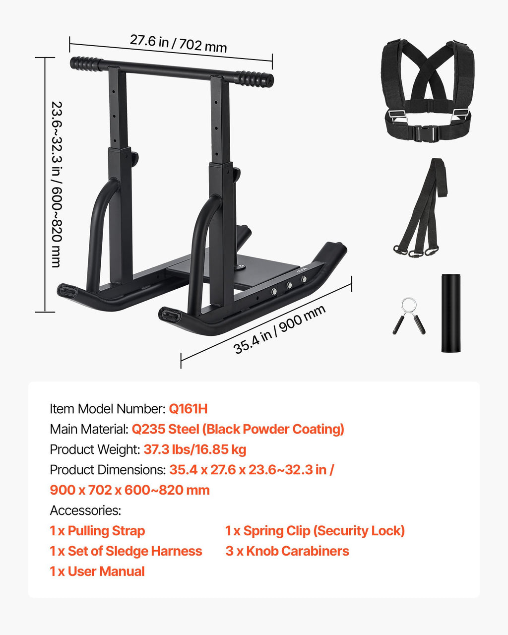 Svorio rogės VEVOR Q161H, 125 kg apkrova