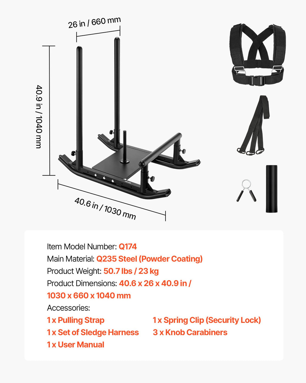 Svorio rogės VEVOR Q174, 125 kg apkrova