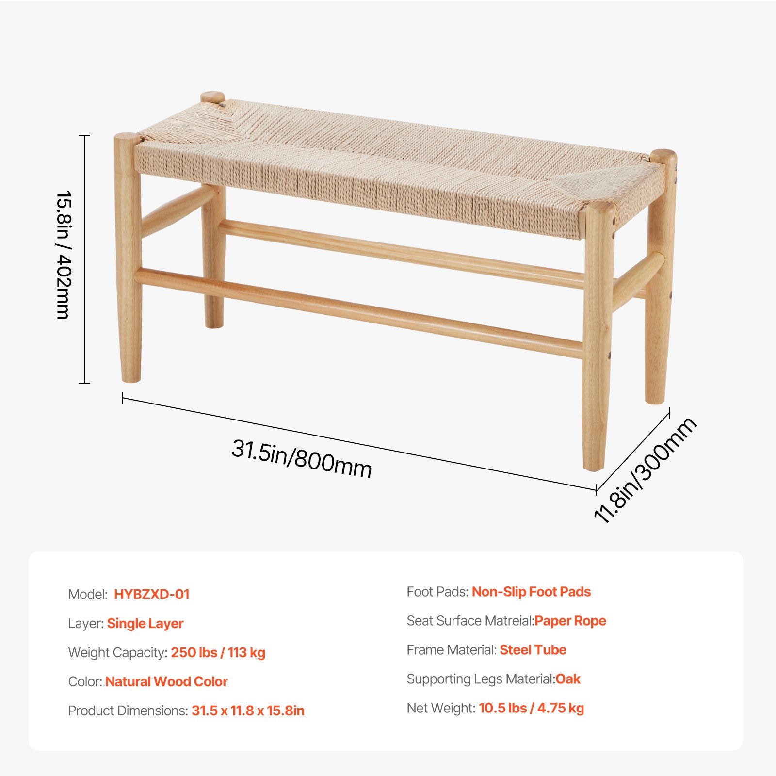 Pintas suoliukas VEVOR HYBZXD-01, 80 cm ilgio