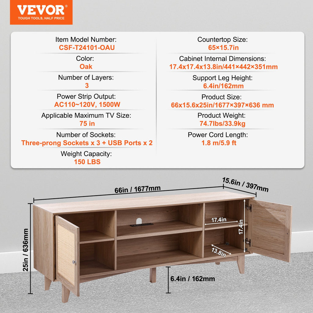 TV staliukas VEVOR CSF-T24101-OAE, 191 cm (75")