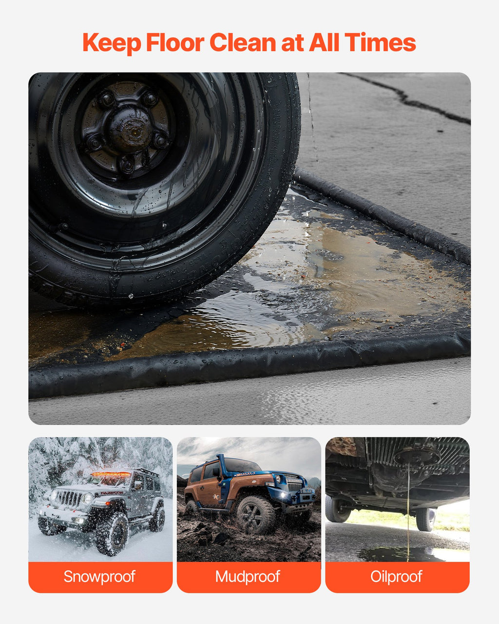 Garažo grindų kilimėlis VEVOR 2,4 x 4,9 m, PVC