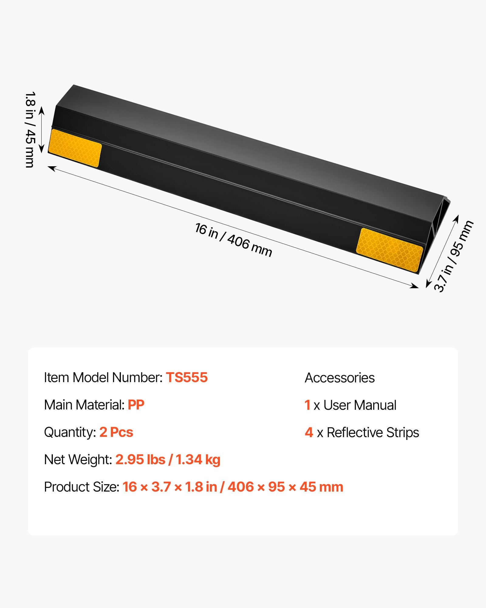 Parkavimo atmušėjai VEVOR TS555, 406 mm, 2 vnt.