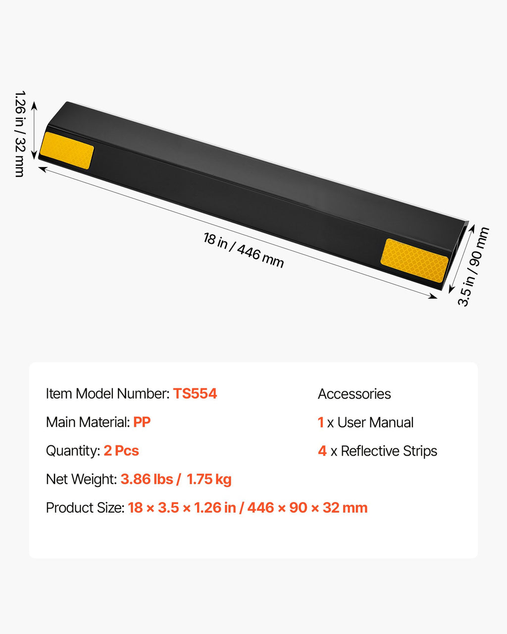 Parkavimo atmušas VEVOR TS554, 446 mm, 2 vnt.