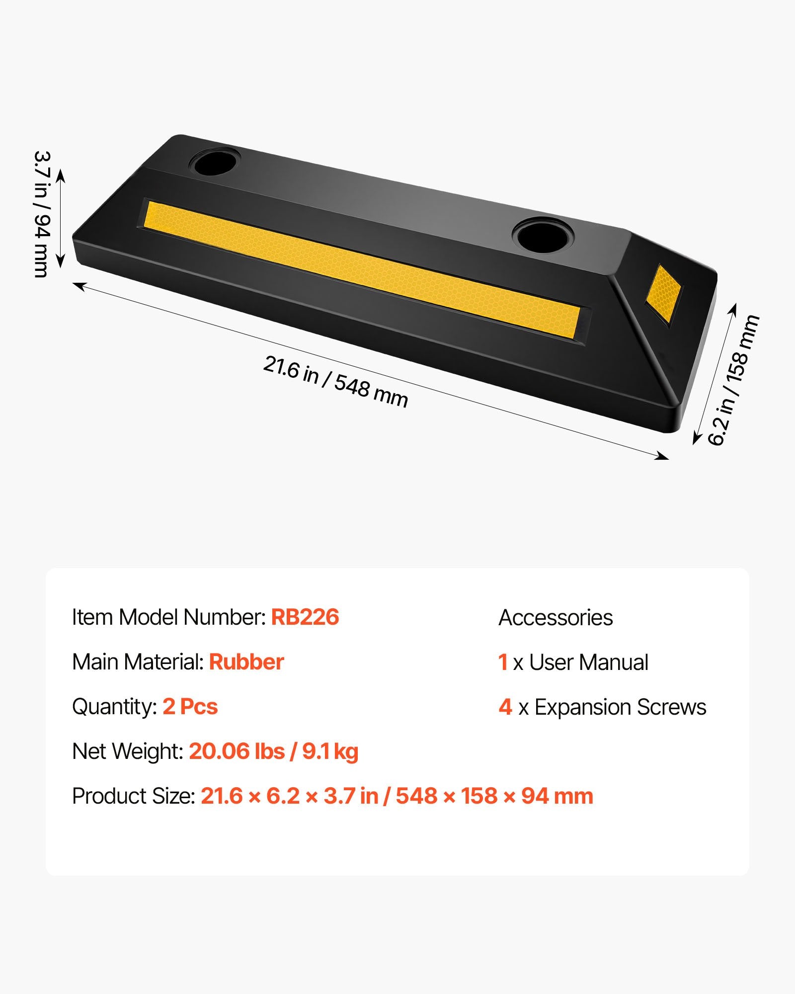 Ratų atrama VEVOR RB226, 548 mm (2 vnt.)