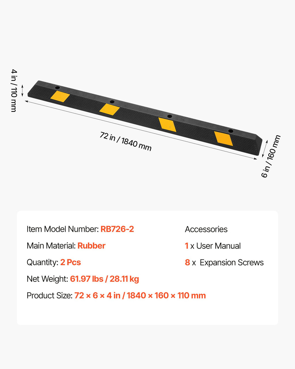 Ratų atrama VEVOR RB726-2, 1840 mm, 2 vnt.