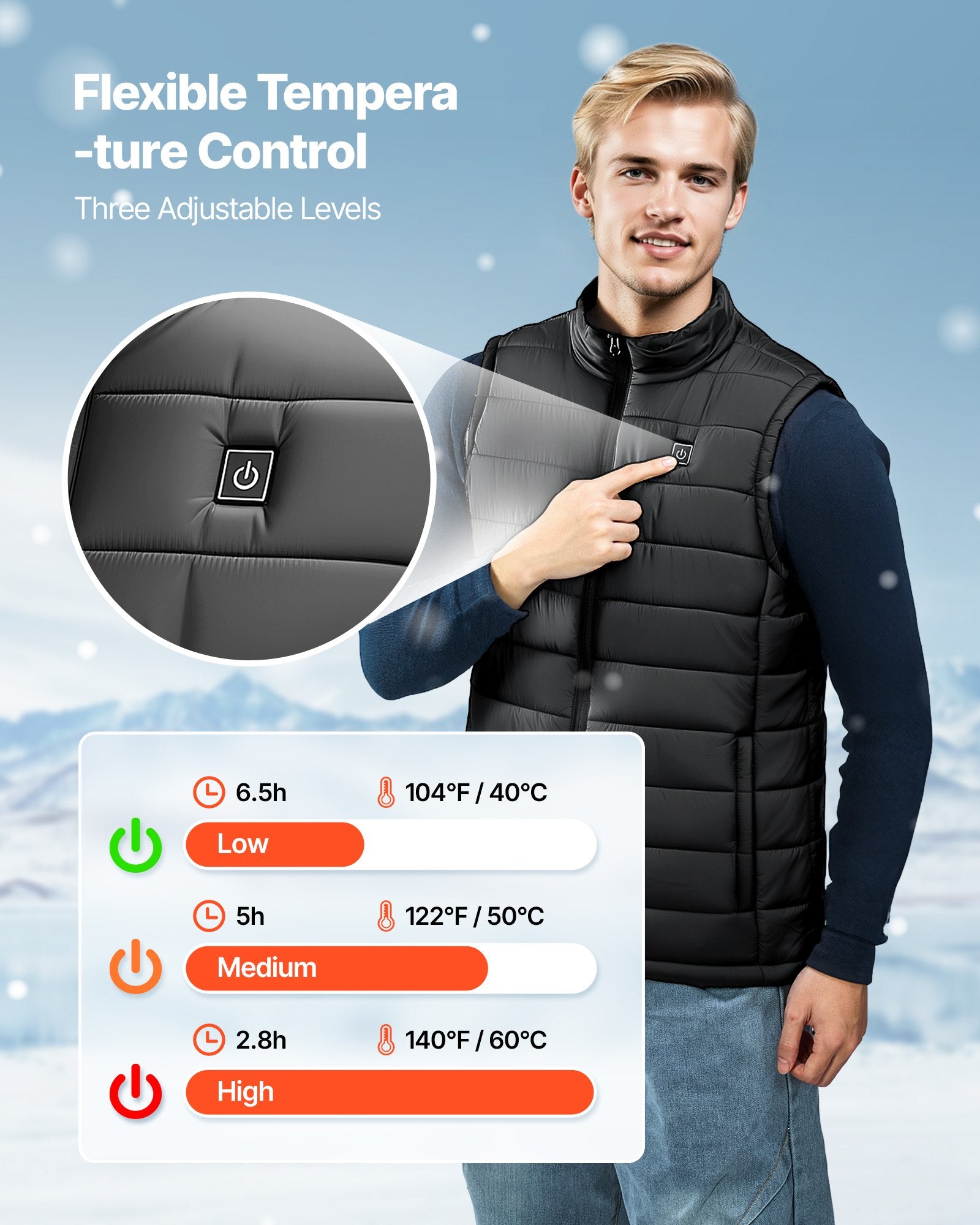 Šildoma liemenė VEVOR RBX-001, 16000 mAh baterija