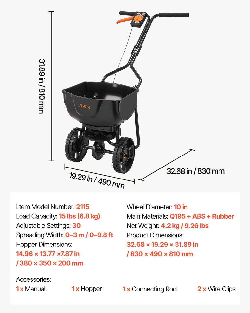 Stumdomas barstytuvas VEVOR 2115, 6,8 kg talpa